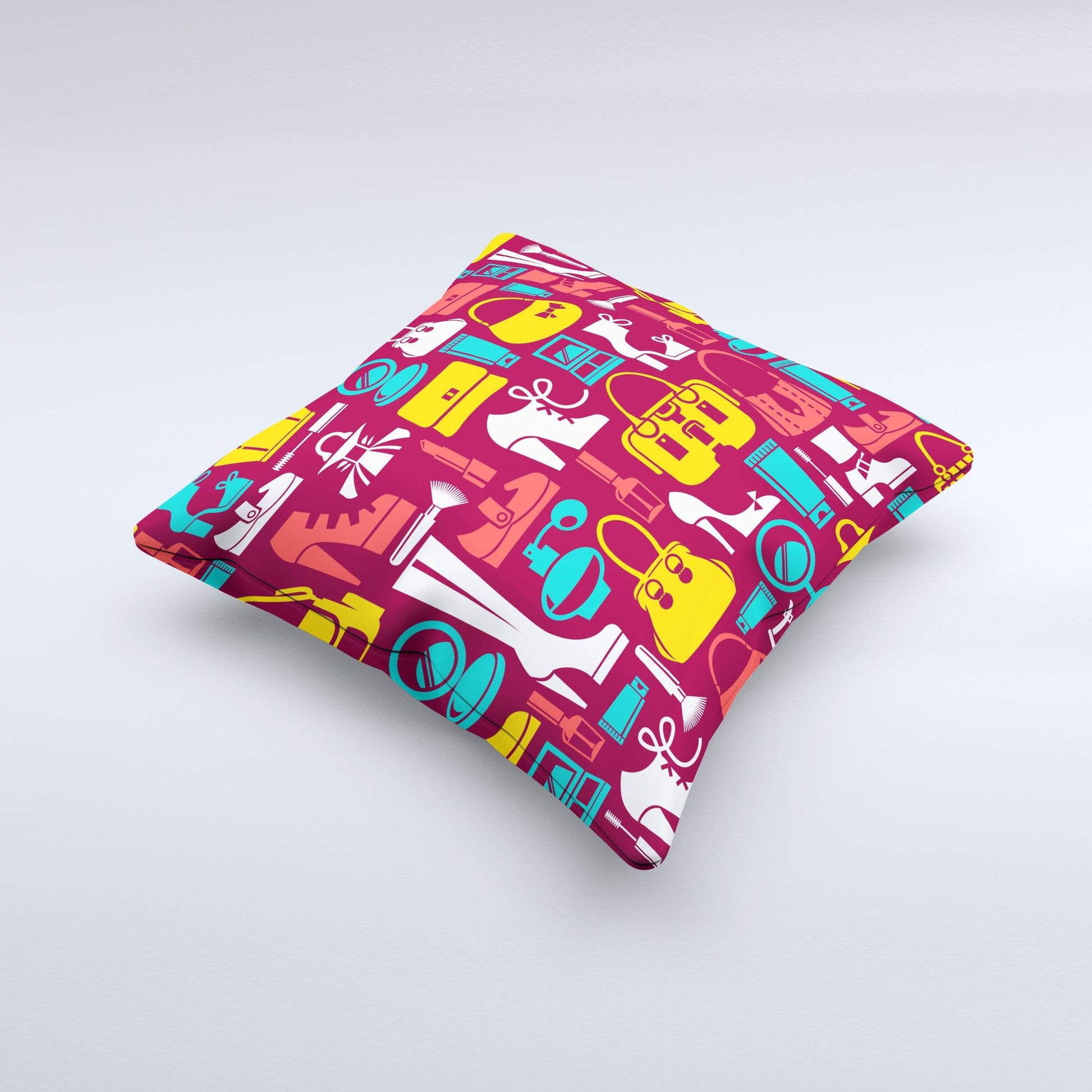 Vibrant Burgundy Vector Shopping Ink-Fuzed Decorative Throw Pillow - The Gift Shop