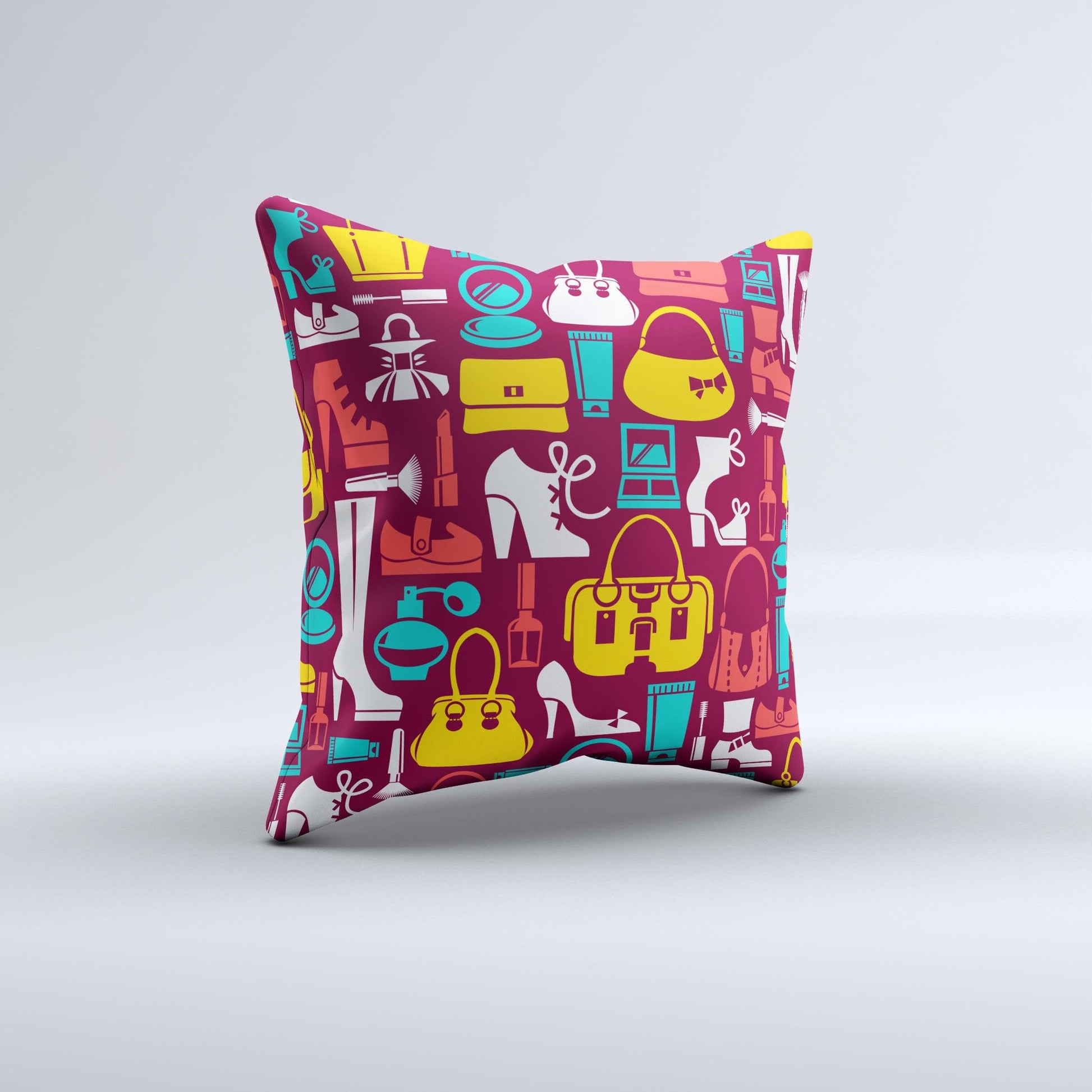 Vibrant Burgundy Vector Shopping Ink-Fuzed Decorative Throw Pillow - The Gift Shop