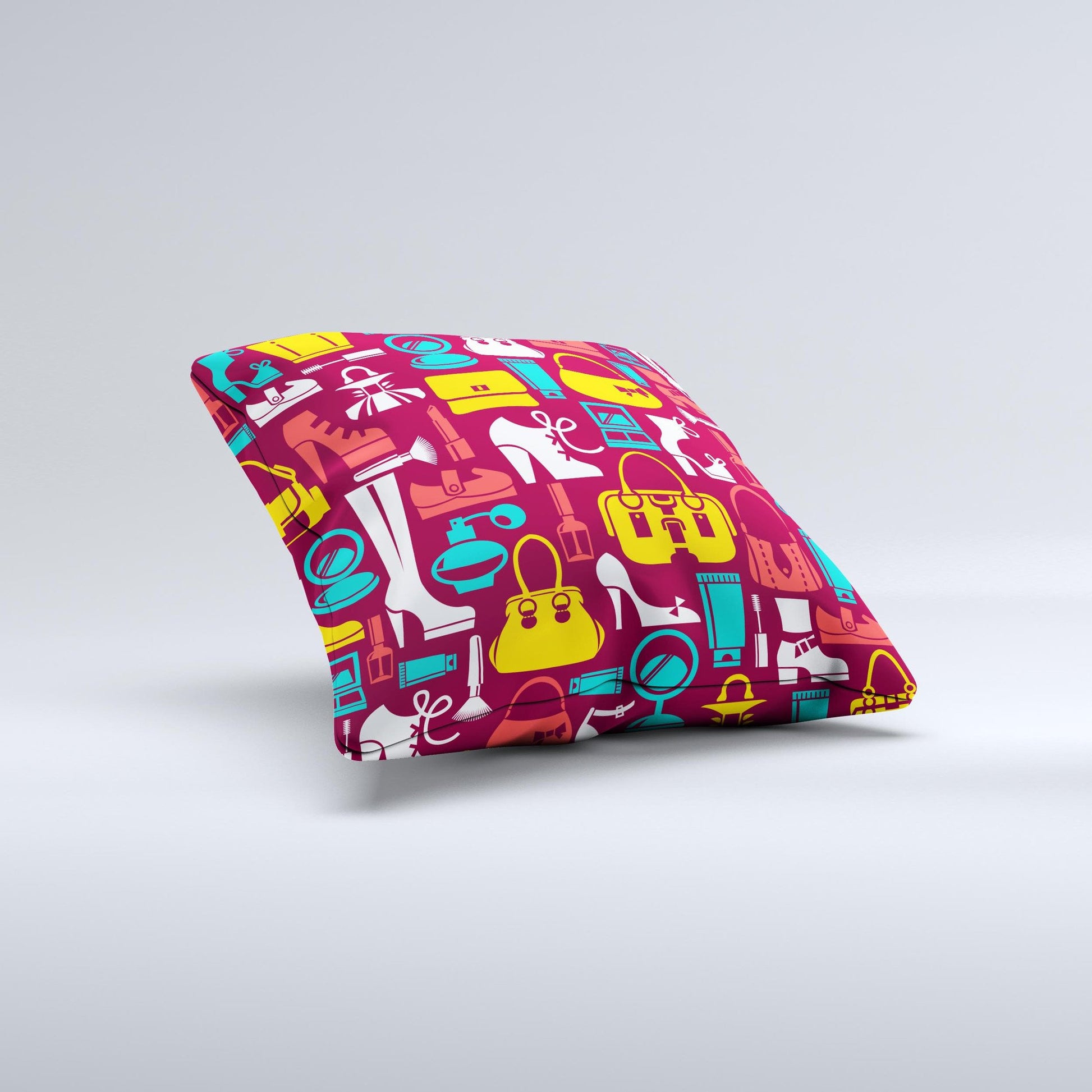 Vibrant Burgundy Vector Shopping Ink-Fuzed Decorative Throw Pillow - The Gift Shop