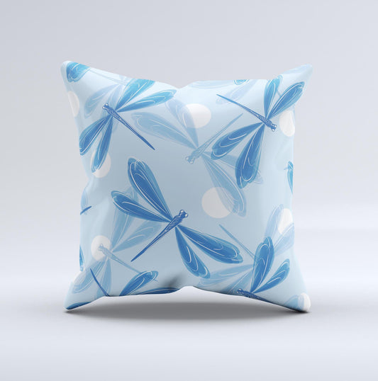 Blue DragonFly Ink-Fuzed Decorative Throw Pillow - The Gift Shop