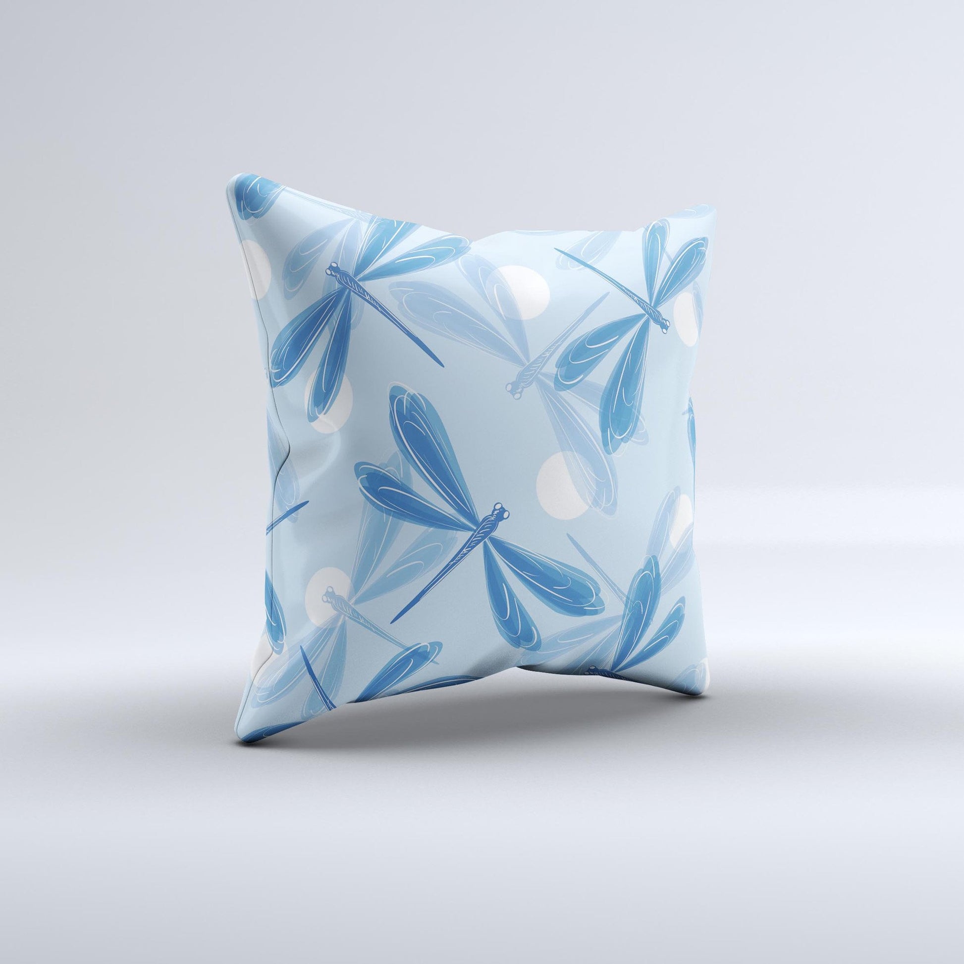 Blue DragonFly Ink-Fuzed Decorative Throw Pillow - The Gift Shop