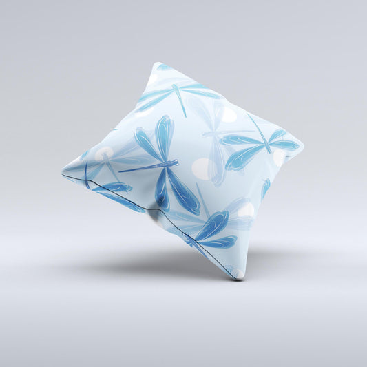 Blue DragonFly Ink-Fuzed Decorative Throw Pillow - The Gift Shop