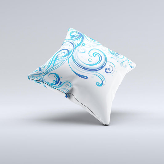 Swirly Vector Water-Splash Pattern ink-Fuzed Decorative Throw Pillow - The Gift Shop