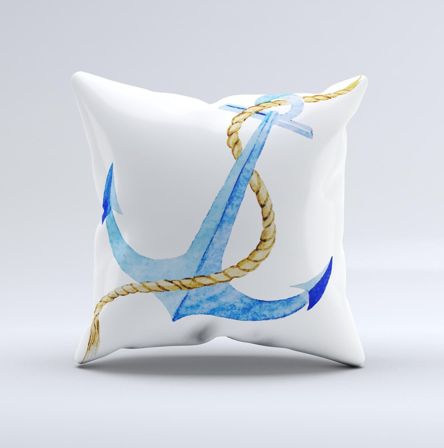 The Painted Blue Summer Anchor ink-Fuzed Decorative Throw Pillow - The Gift Shop