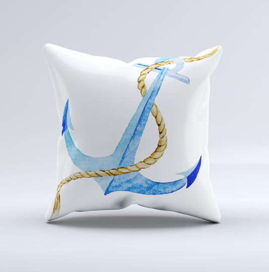 The Painted Blue Summer Anchor ink-Fuzed Decorative Throw Pillow - The Gift Shop