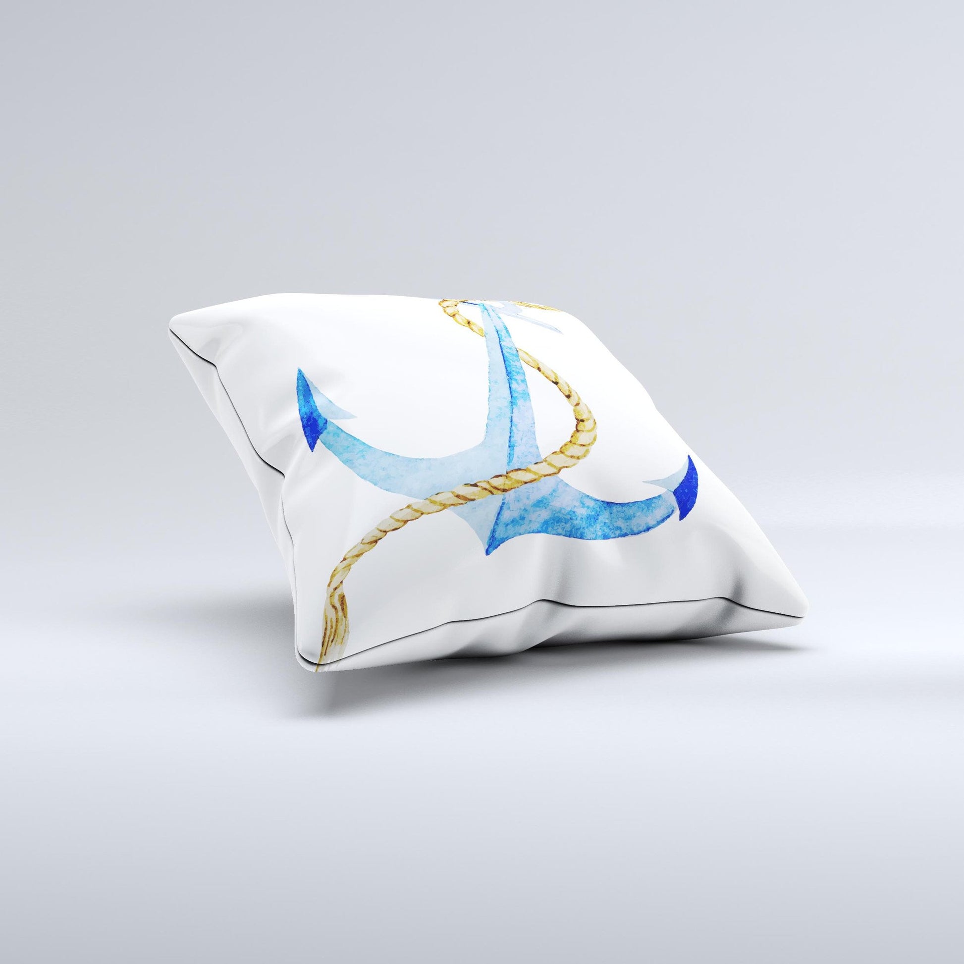 The Painted Blue Summer Anchor ink-Fuzed Decorative Throw Pillow - The Gift Shop