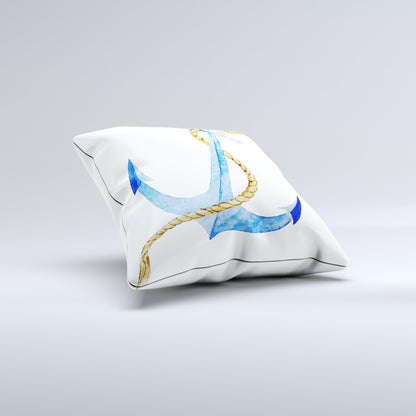 The Painted Blue Summer Anchor ink-Fuzed Decorative Throw Pillow - The Gift Shop