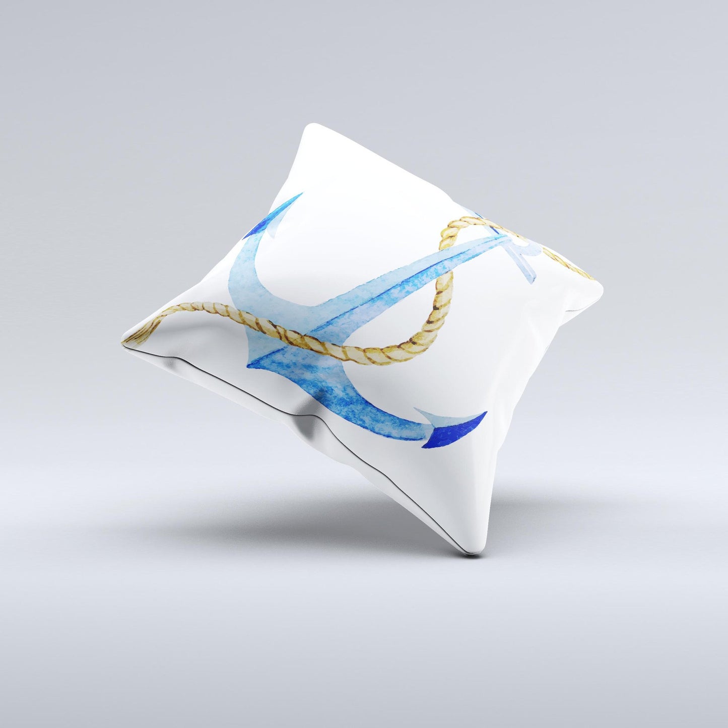 The Painted Blue Summer Anchor ink-Fuzed Decorative Throw Pillow - The Gift Shop
