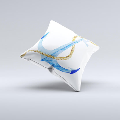 The Painted Blue Summer Anchor ink-Fuzed Decorative Throw Pillow - The Gift Shop