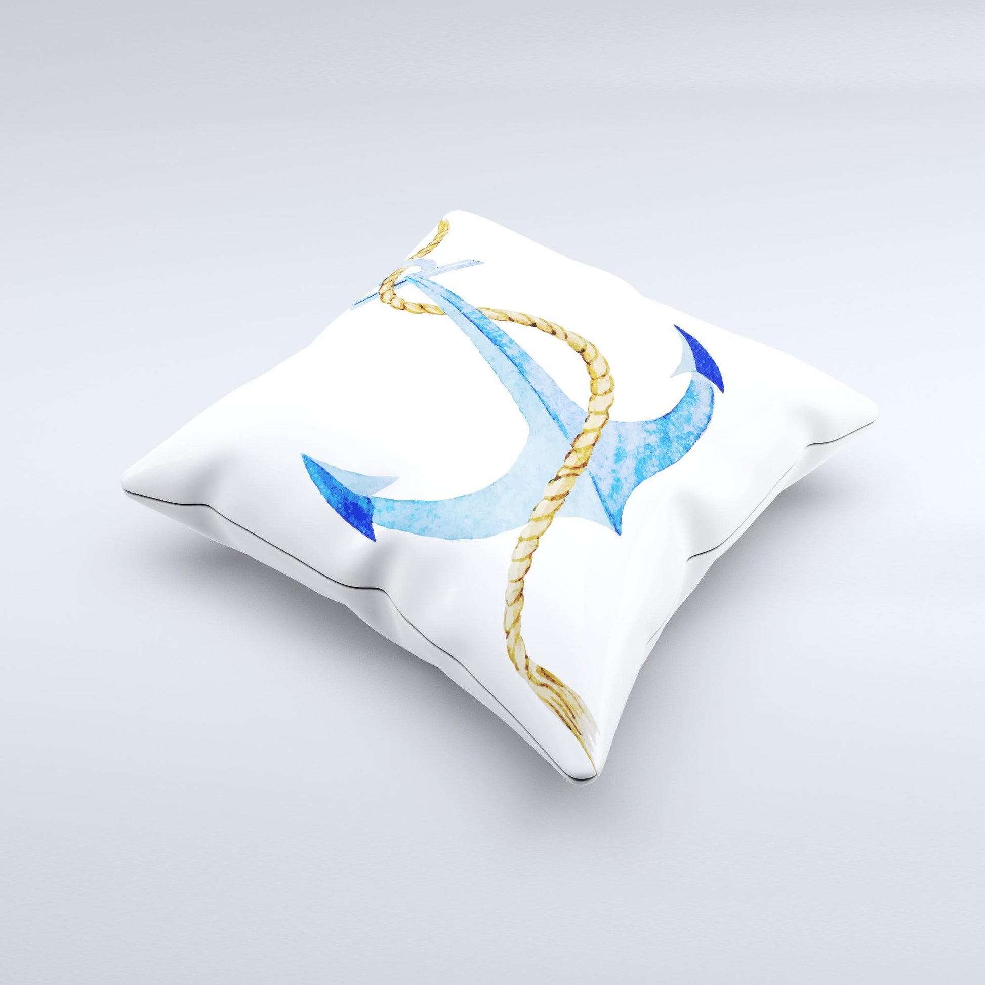 The Painted Blue Summer Anchor ink-Fuzed Decorative Throw Pillow - The Gift Shop