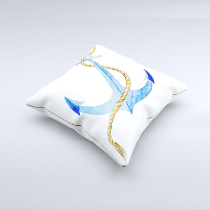 The Painted Blue Summer Anchor ink-Fuzed Decorative Throw Pillow - The Gift Shop