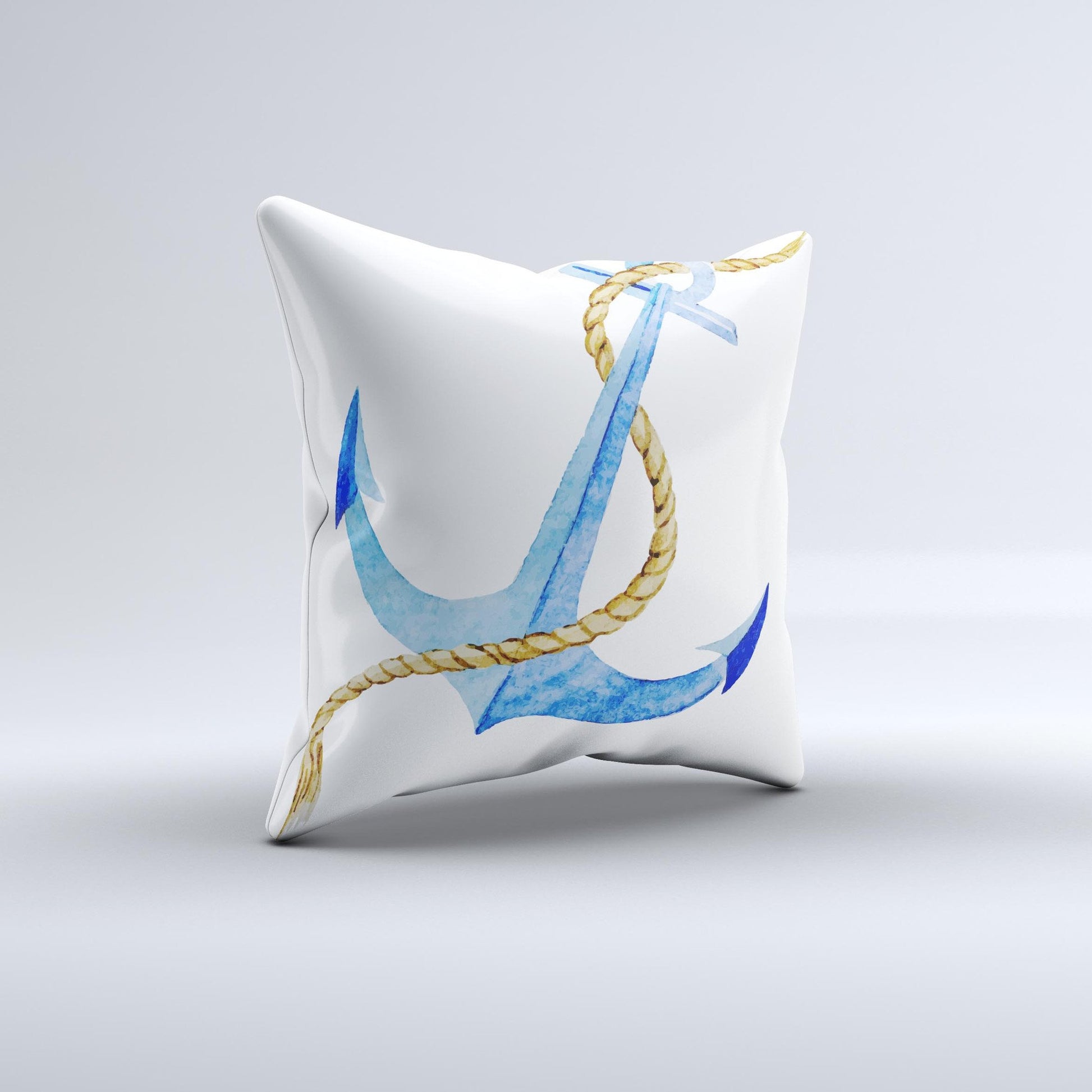 The Painted Blue Summer Anchor ink-Fuzed Decorative Throw Pillow - The Gift Shop