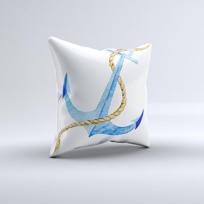 The Painted Blue Summer Anchor ink-Fuzed Decorative Throw Pillow - The Gift Shop