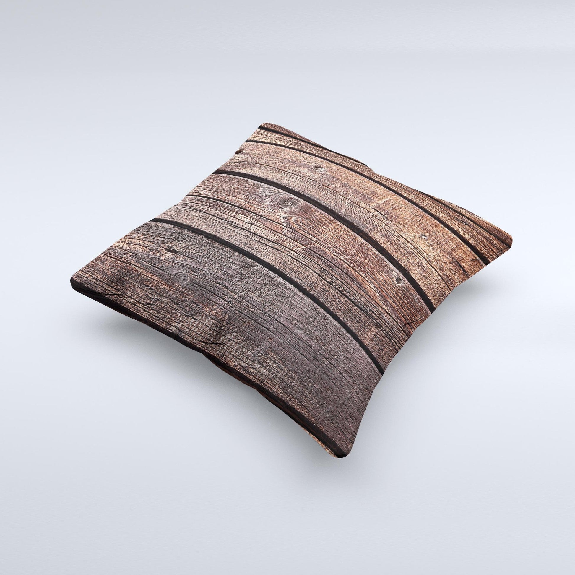 Vetrical Raw Dark Aged Wood Planks Ink-Fuzed Decorative Throw Pillow - The Gift Shop