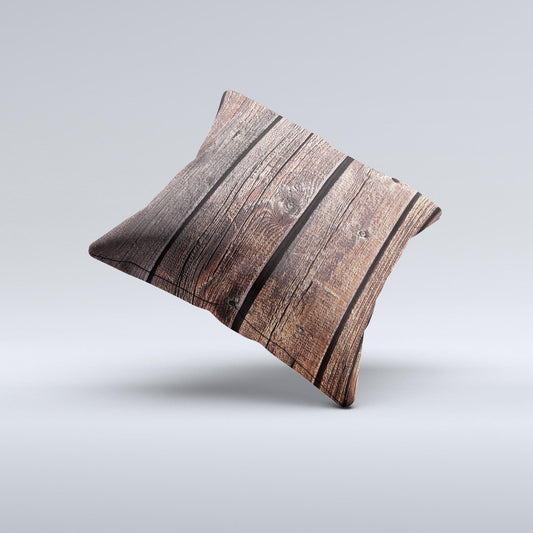 Vetrical Raw Dark Aged Wood Planks Ink-Fuzed Decorative Throw Pillow - The Gift Shop