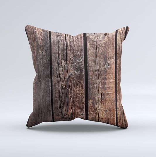 Vetrical Raw Dark Aged Wood Planks Ink-Fuzed Decorative Throw Pillow - The Gift Shop