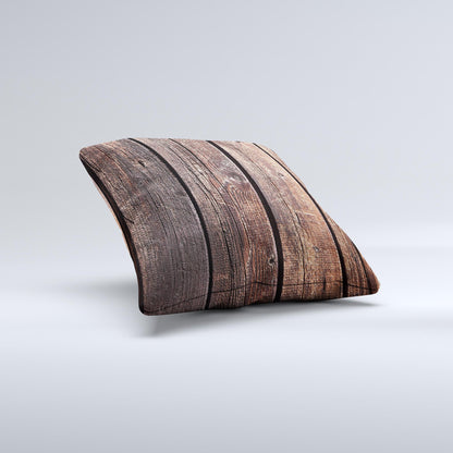 Vetrical Raw Dark Aged Wood Planks Ink-Fuzed Decorative Throw Pillow - The Gift Shop