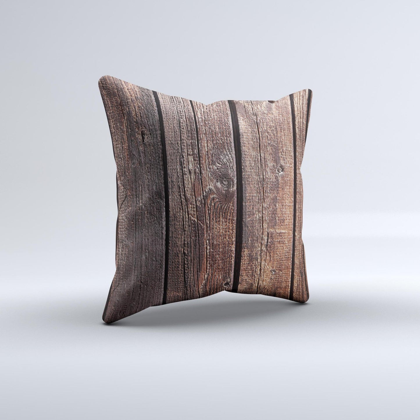 Vetrical Raw Dark Aged Wood Planks Ink-Fuzed Decorative Throw Pillow - The Gift Shop
