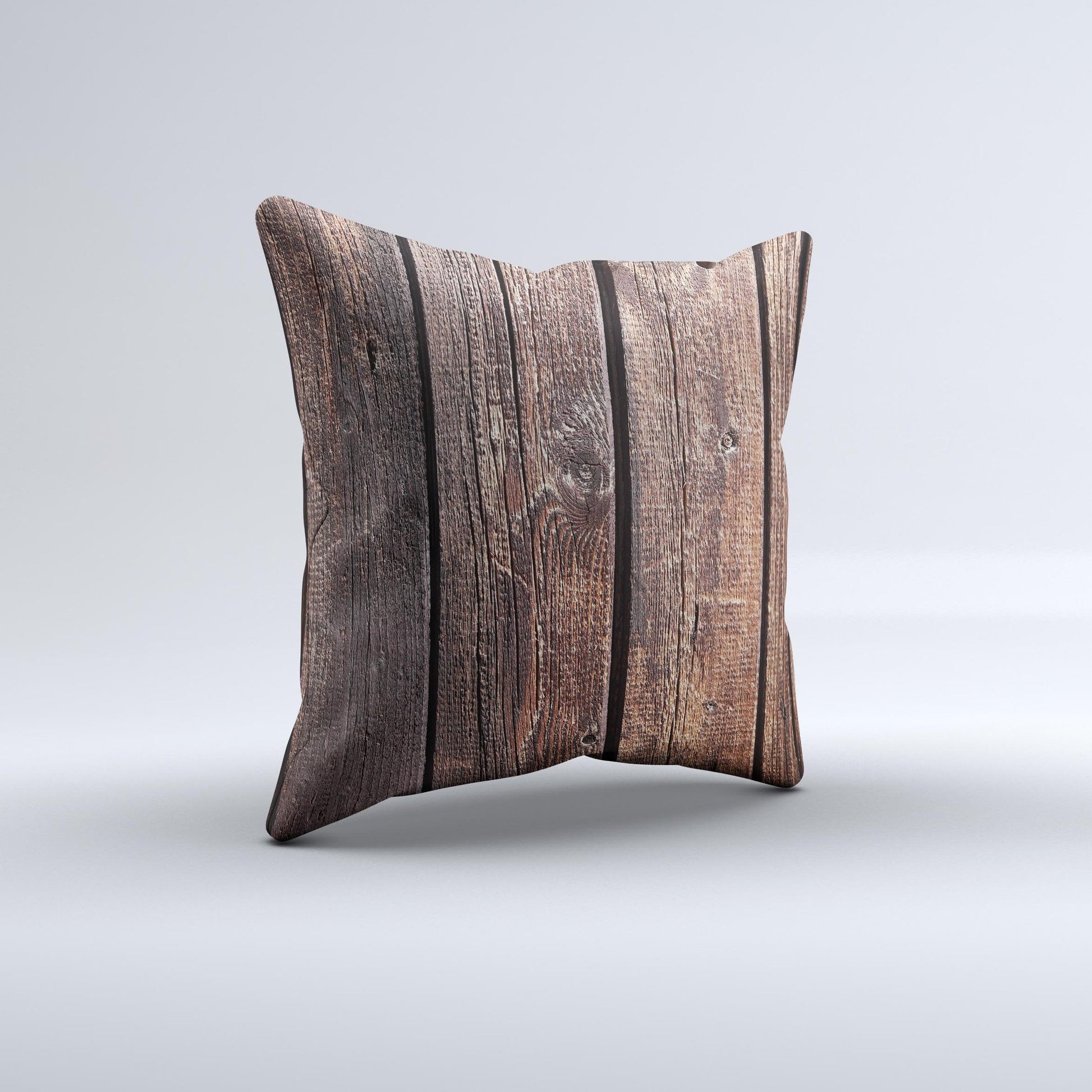 Vetrical Raw Dark Aged Wood Planks Ink-Fuzed Decorative Throw Pillow - The Gift Shop