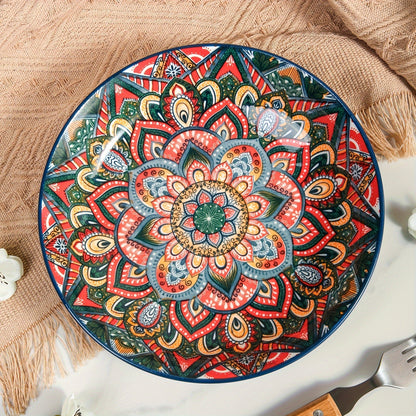 Boho Floral Ceramic Dinner Plates – Set of 4 – Thoughtful Gift from The Gift Shop UAE