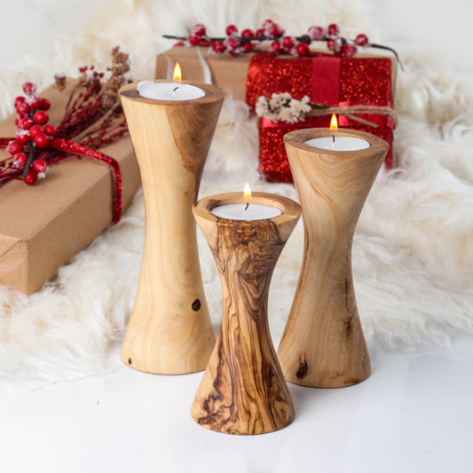 Candle Holders – Reclaimed Olive Wood - The Gift Shop