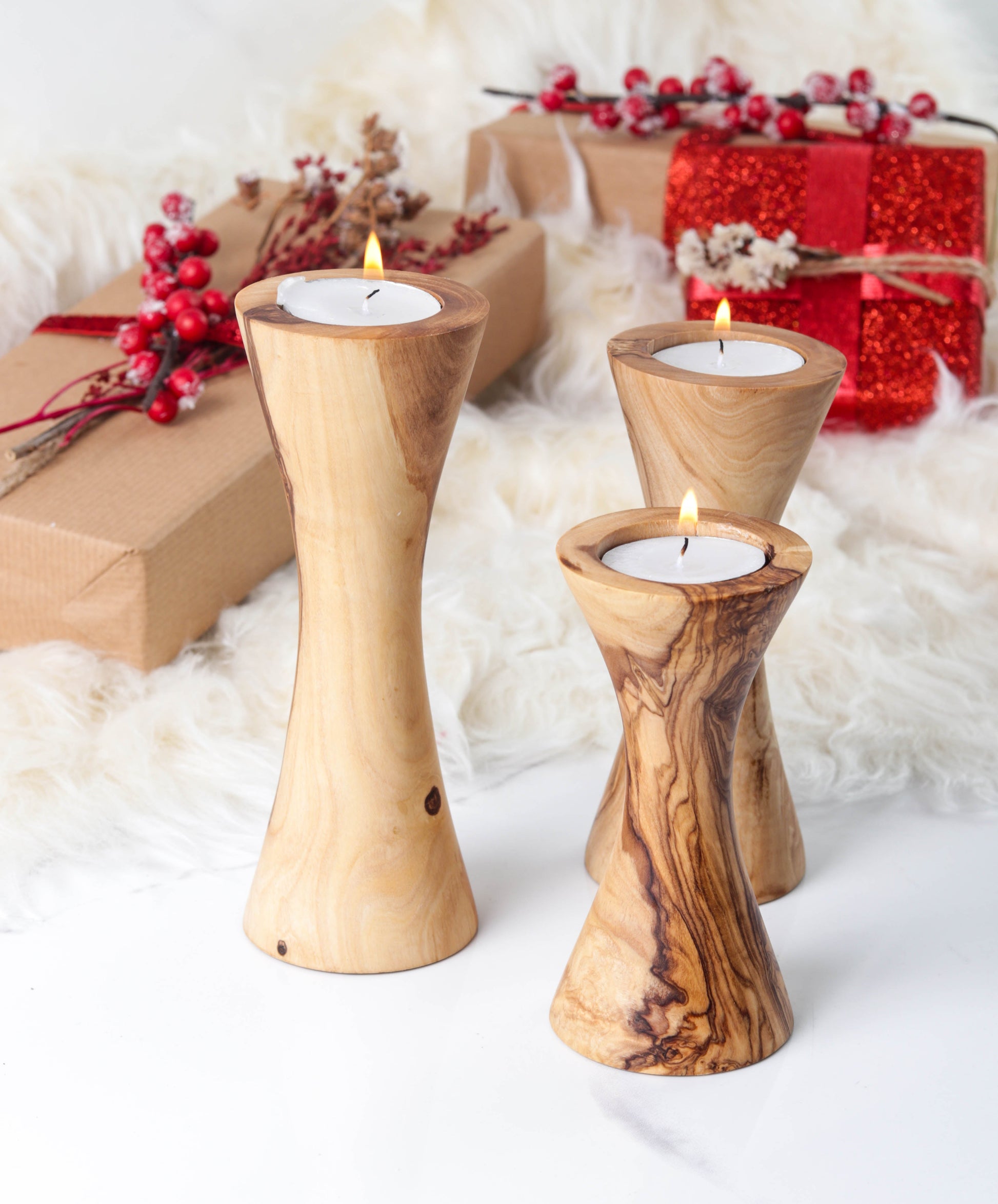 Candle Holders – Reclaimed Olive Wood - The Gift Shop
