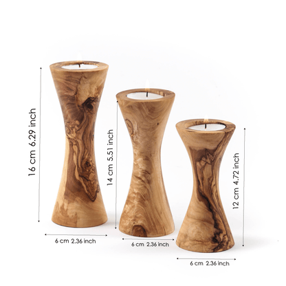 Candle Holders – Reclaimed Olive Wood – Thoughtful Gift from The Gift Shop UAE
