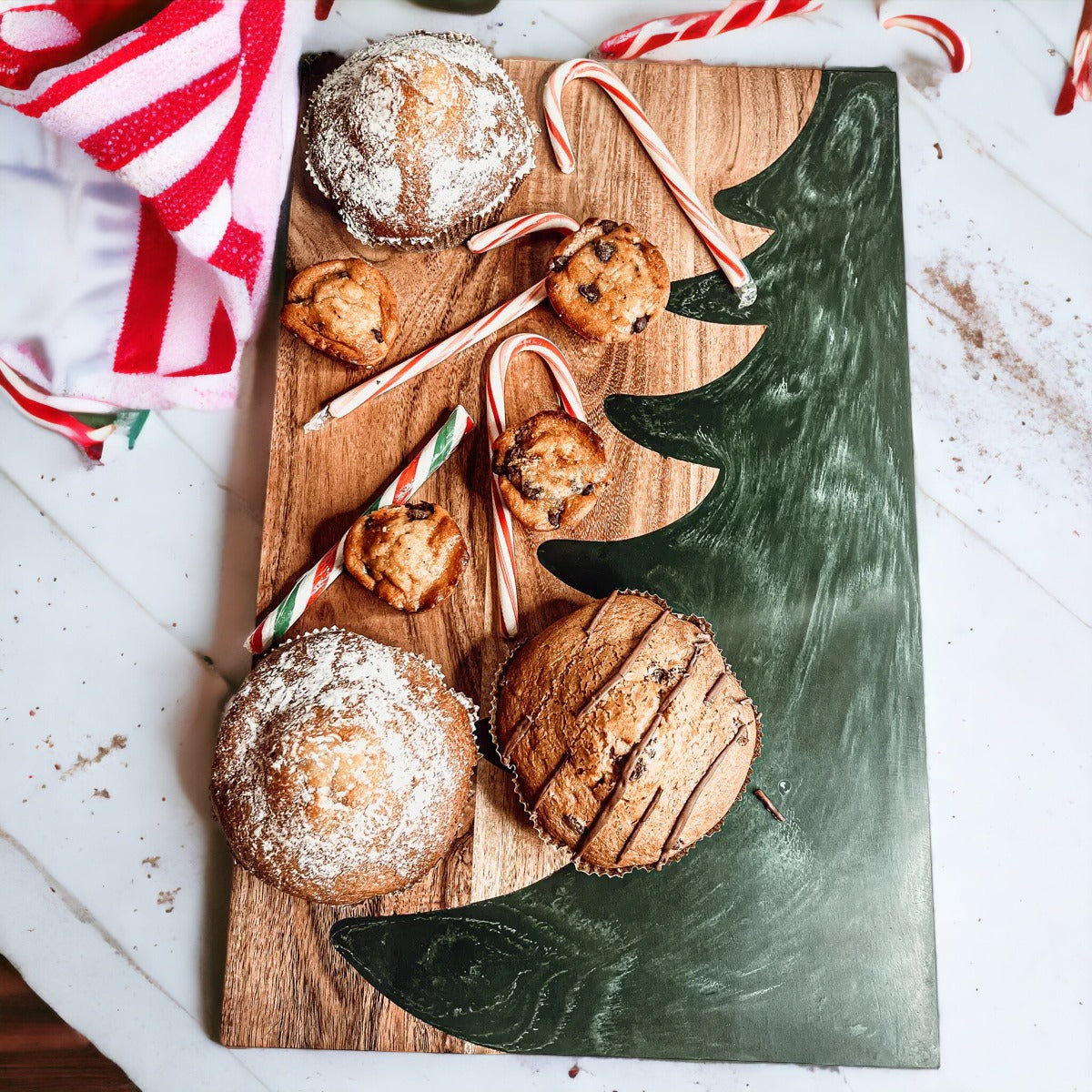 Tree Chic Hand-Crafted Charcuterie Serving Board with Marbled Tree Inlay - The Gift Shop