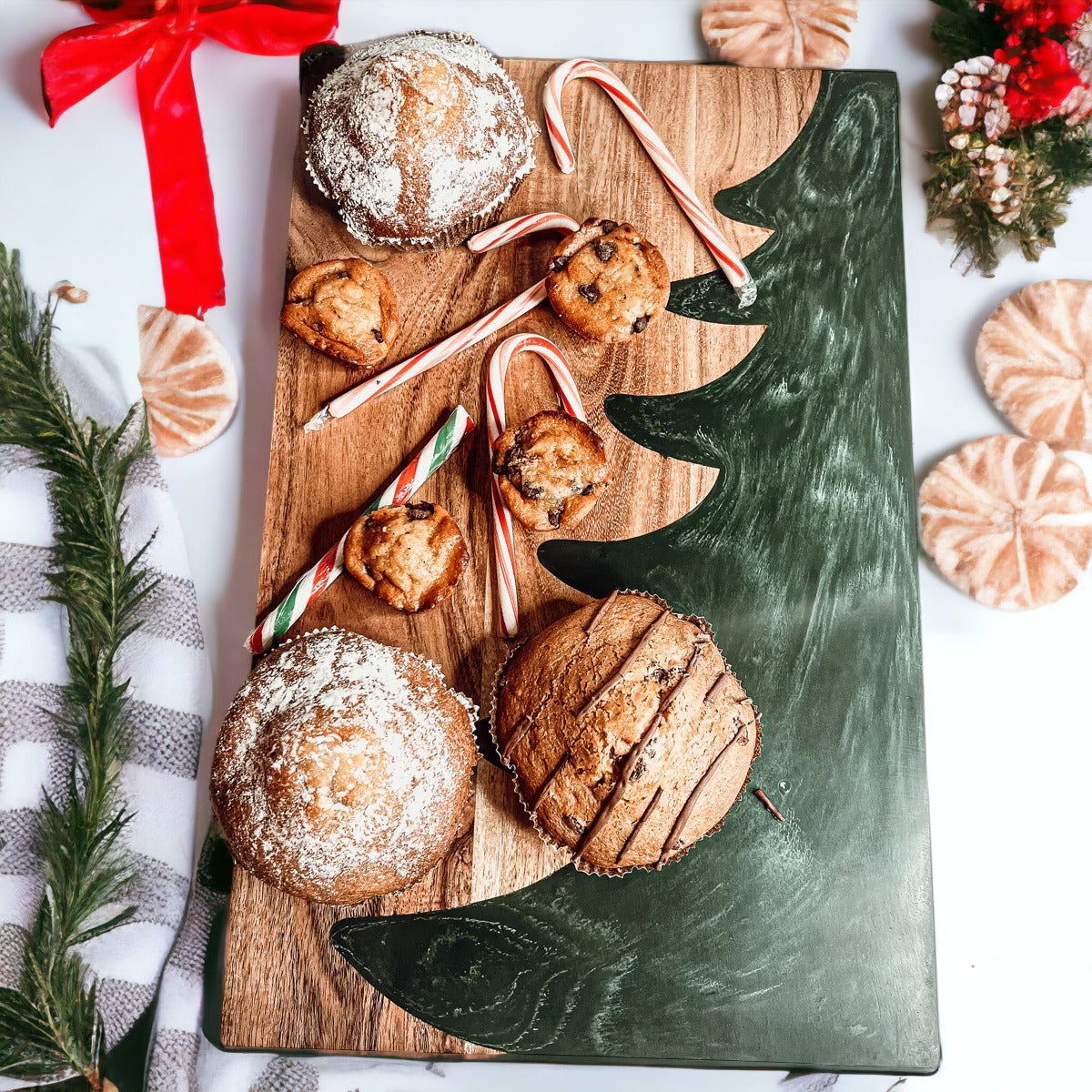 Tree Chic Hand-Crafted Charcuterie Serving Board with Marbled Tree Inlay - The Gift Shop