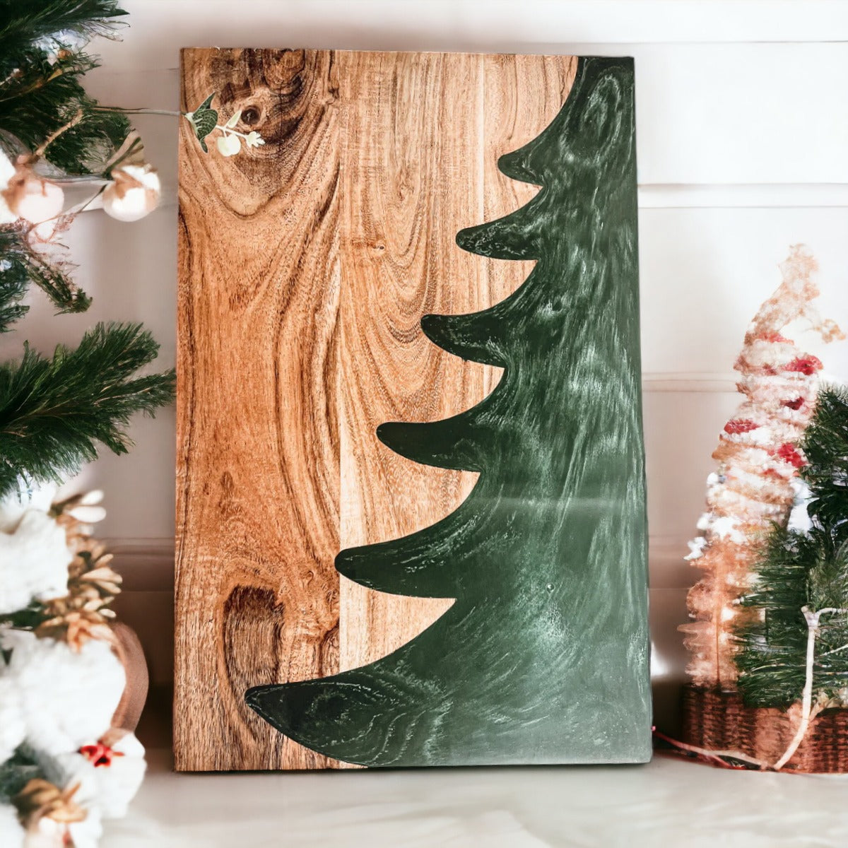 Tree Chic Hand-Crafted Charcuterie Serving Board with Marbled Tree Inlay - The Gift Shop