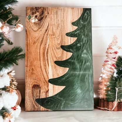 Tree Chic Hand-Crafted Charcuterie Serving Board with Marbled Tree Inlay - The Gift Shop