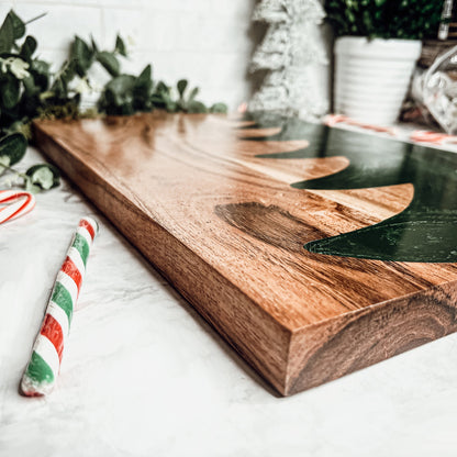 Tree Chic Hand-Crafted Charcuterie Serving Board with Marbled Tree Inlay - The Gift Shop