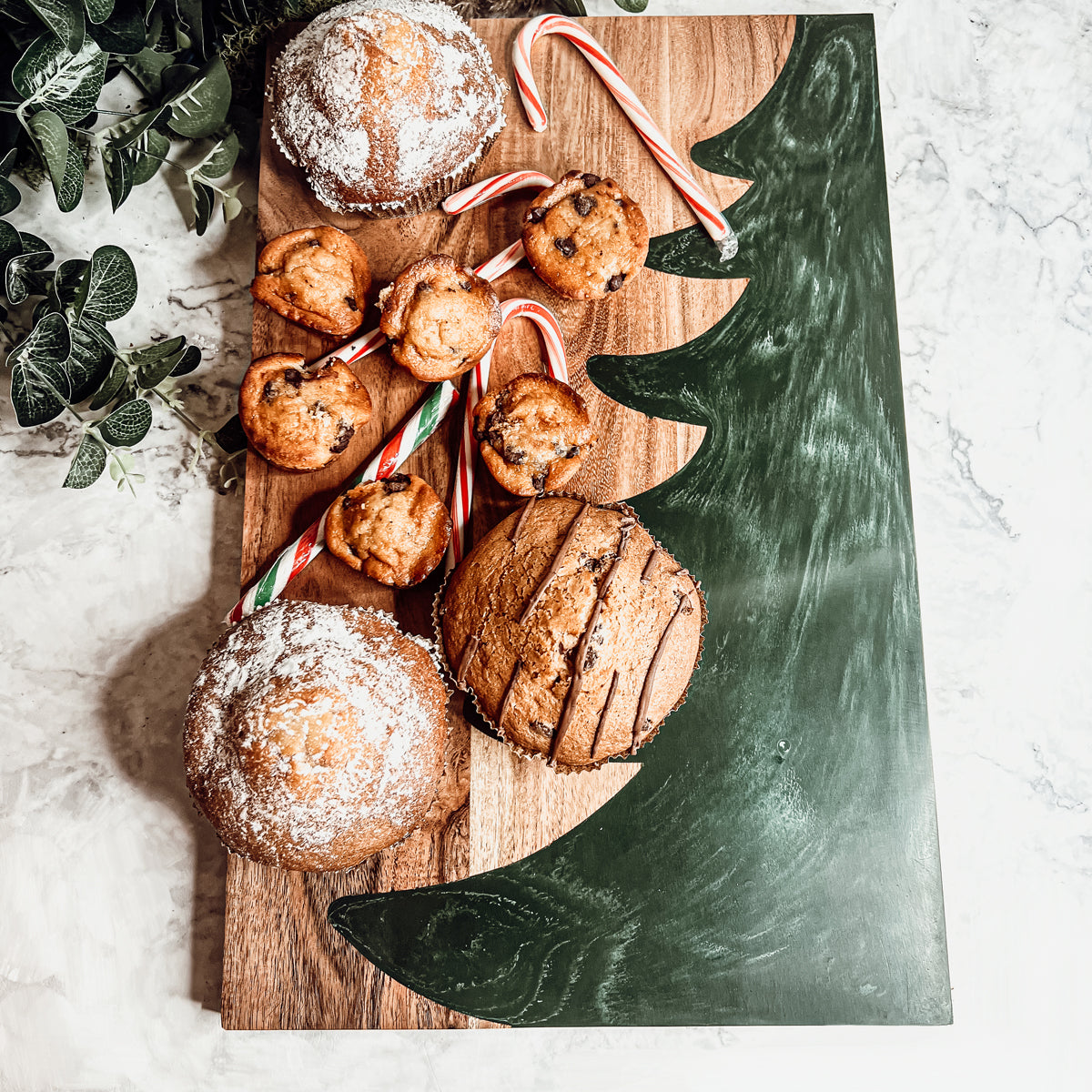 Tree Chic Hand-Crafted Charcuterie Serving Board with Marbled Tree Inlay - The Gift Shop