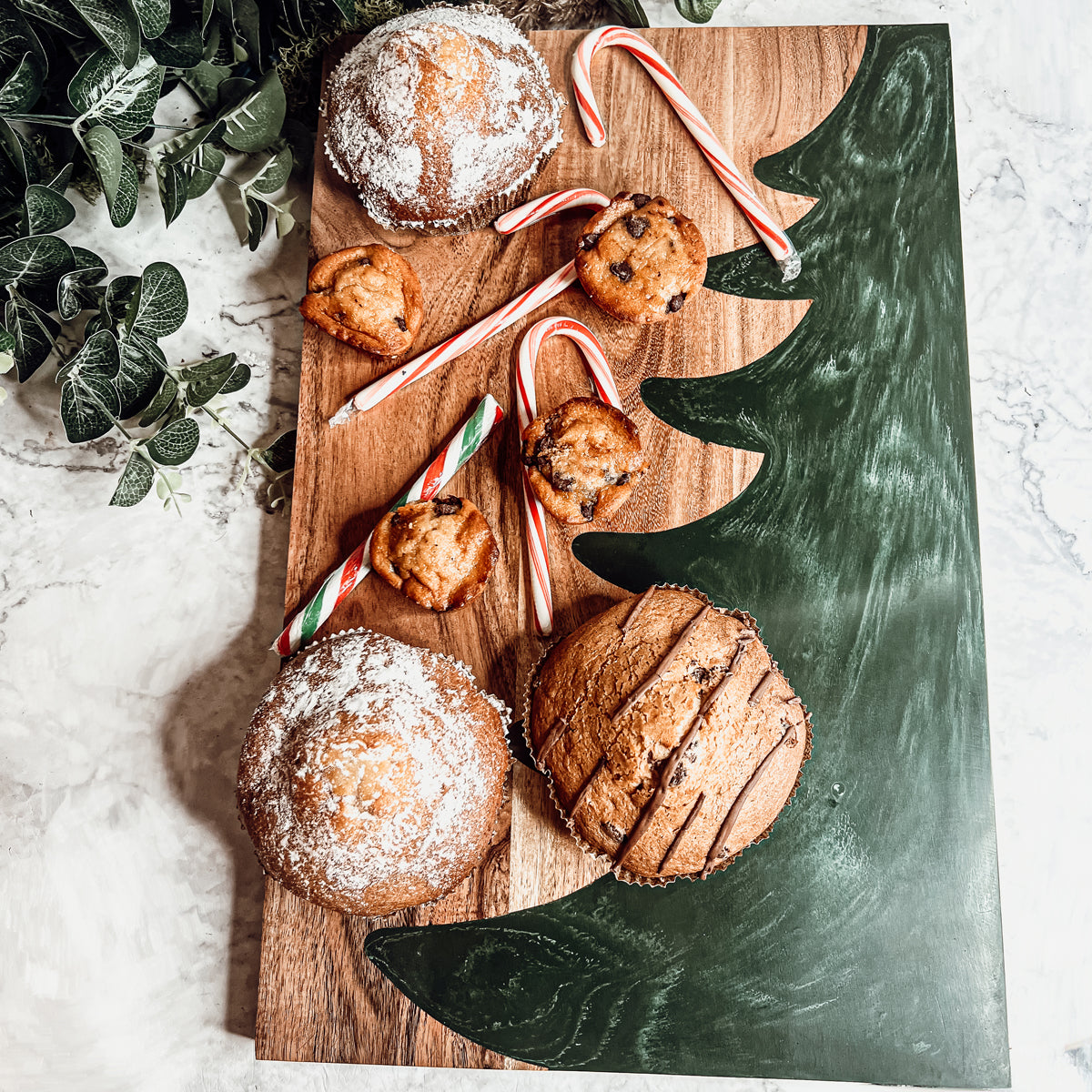 Tree Chic Hand-Crafted Charcuterie Serving Board with Marbled Tree Inlay - The Gift Shop