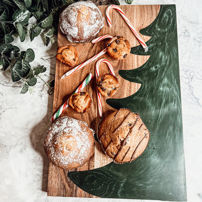 Tree Chic Hand-Crafted Charcuterie Serving Board with Marbled Tree Inlay - The Gift Shop