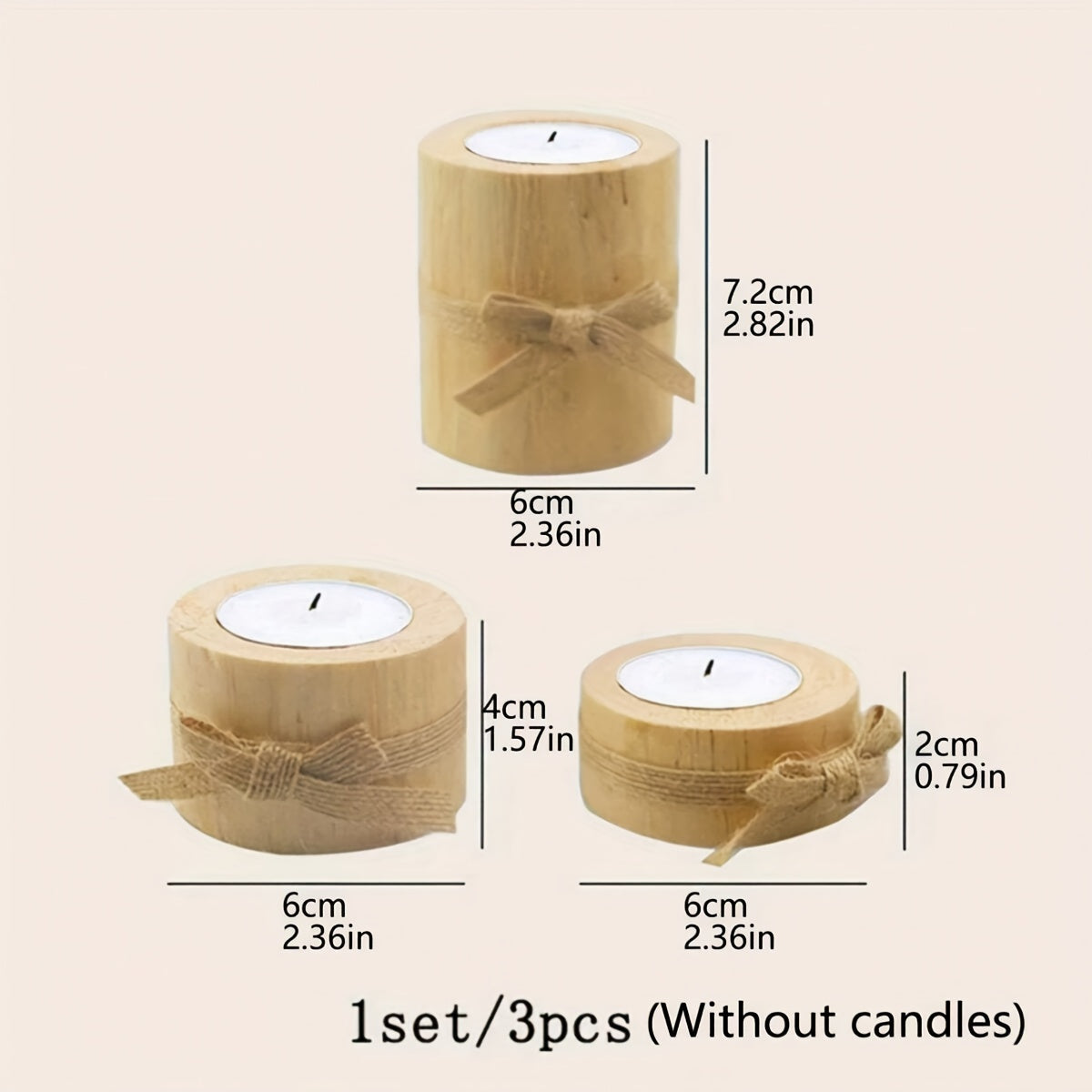 Elegant Wooden Cylindrical Candlesticks Set of 3 - The Gift Shop