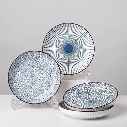 4Piece Japanese Ceramic Dinner Plates Set 1778 cm - The Gift Shop