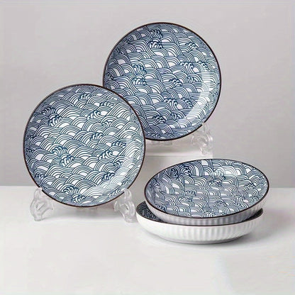 4Piece Japanese Ceramic Dinner Plates Set 1778 cm - The Gift Shop