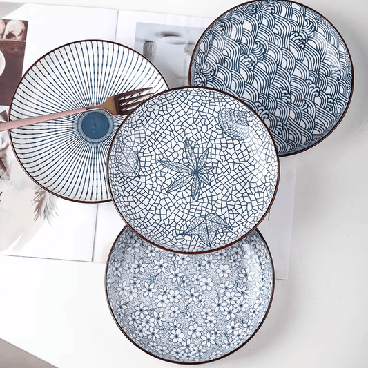 4Piece Japanese Ceramic Dinner Plates Set 1778 cm - The Gift Shop