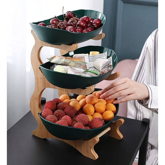 MultiLayer Bamboo Fruit Basket Snack Tray Set - The Gift Shop