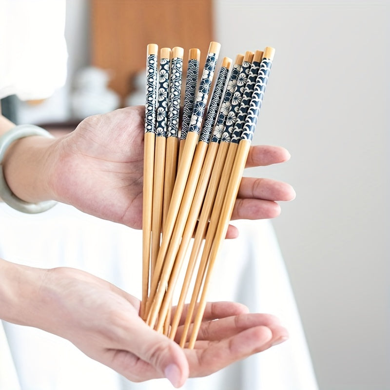5 Pairs Premium Reusable Multicolor Nonslip Bamboo Chopsticks - The Gift Shop