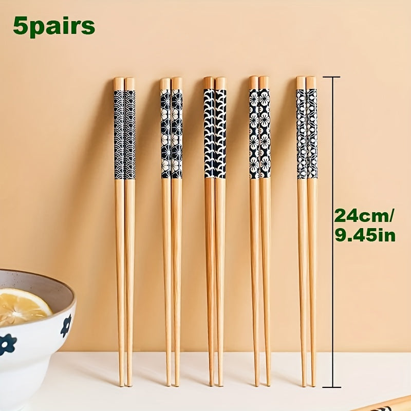 5 Pairs Premium Reusable Multicolor Nonslip Bamboo Chopsticks - The Gift Shop