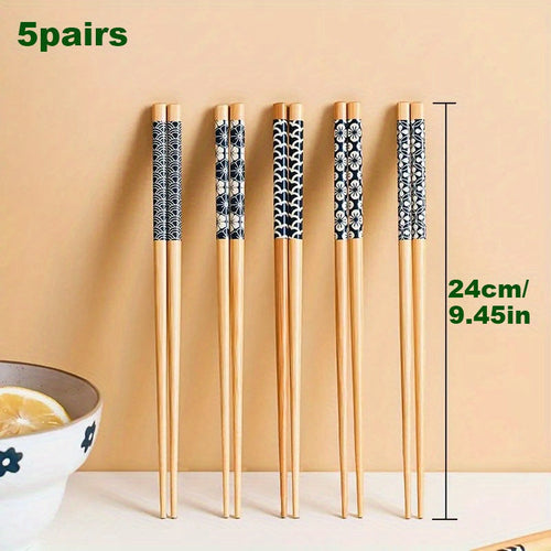 5 Pairs Premium Reusable Multicolor Nonslip Bamboo Chopsticks - The Gift Shop