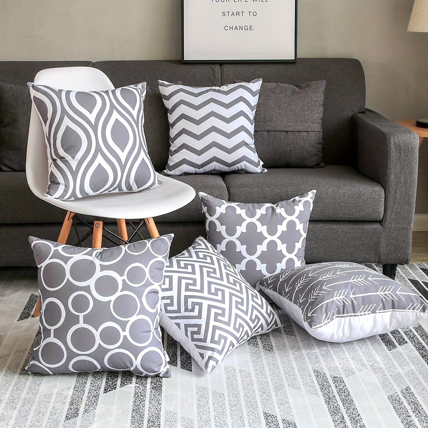 Set of 6 Linen Throw Pillow Covers 45x45cm - The Gift Shop