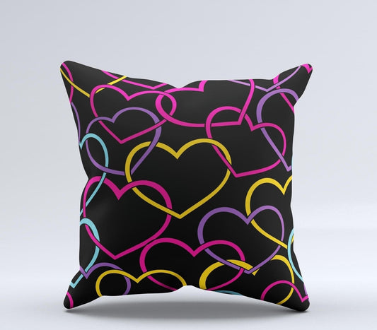 Colorful Vector Hearts Ink - Fuzed Decorative Throw Pillow – Thoughtful Gift from The Gift Shop UAE