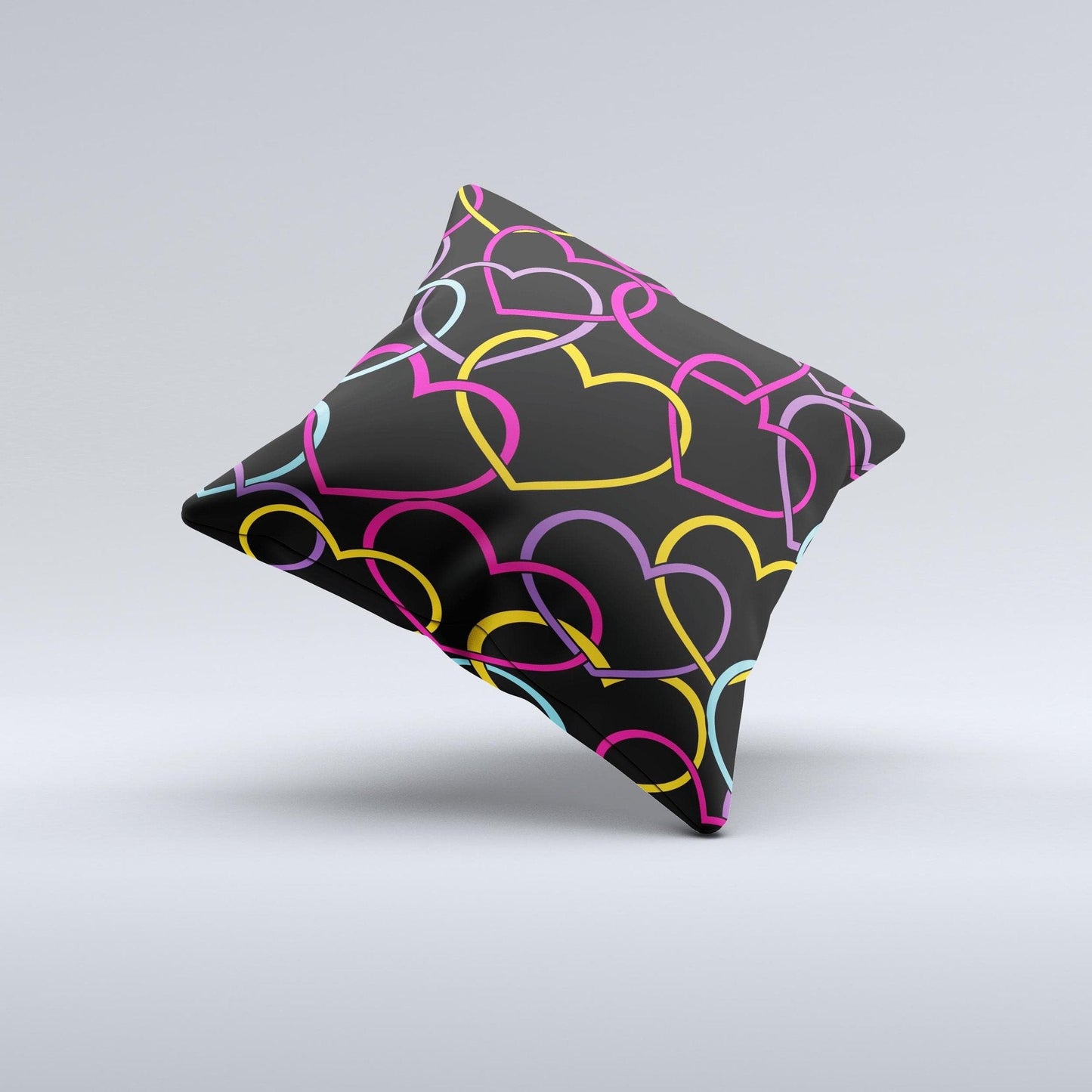 Colorful Vector Hearts Ink - Fuzed Decorative Throw Pillow – Thoughtful Gift from The Gift Shop UAE