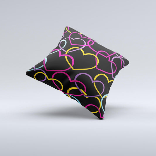 Colorful Vector Hearts Ink-Fuzed Decorative Throw Pillow - The Gift Shop