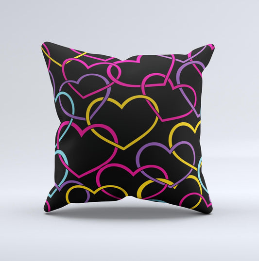 Colorful Vector Hearts Ink-Fuzed Decorative Throw Pillow - The Gift Shop