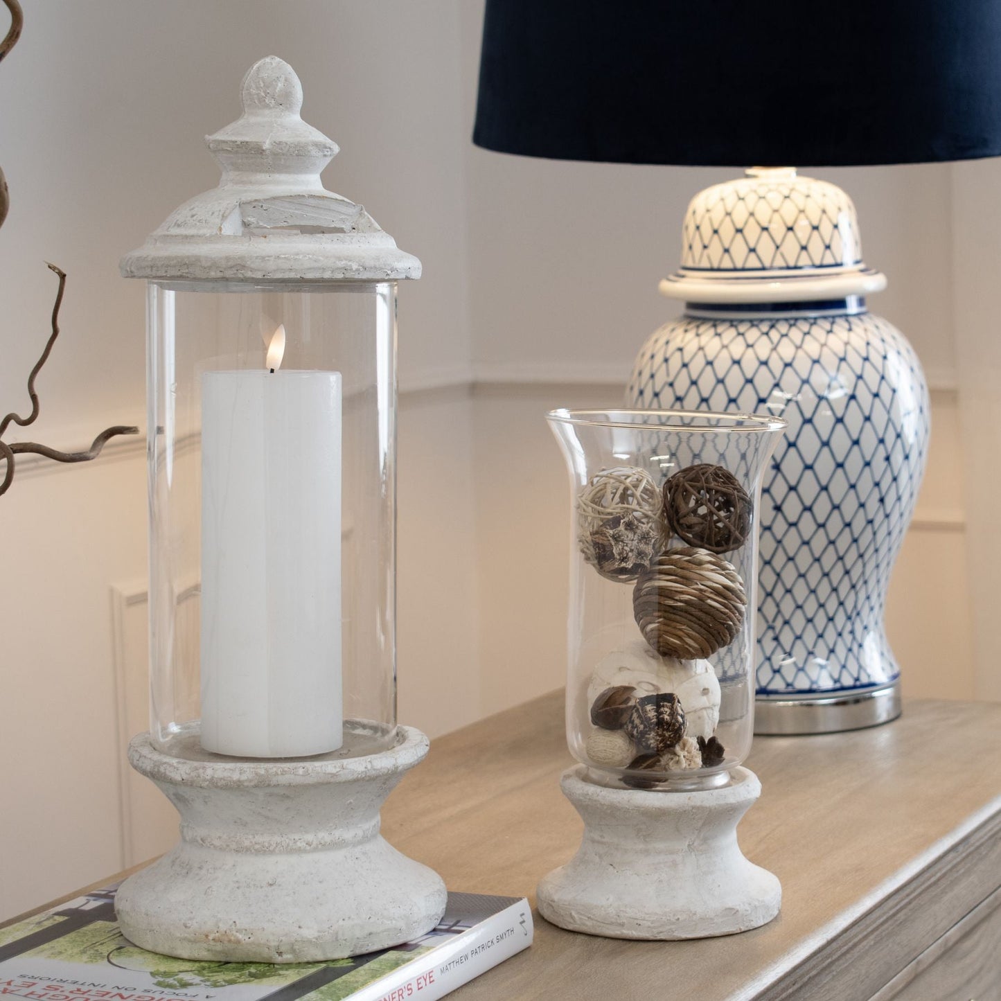 Stone Based Hurricane Lantern - The Gift Shop