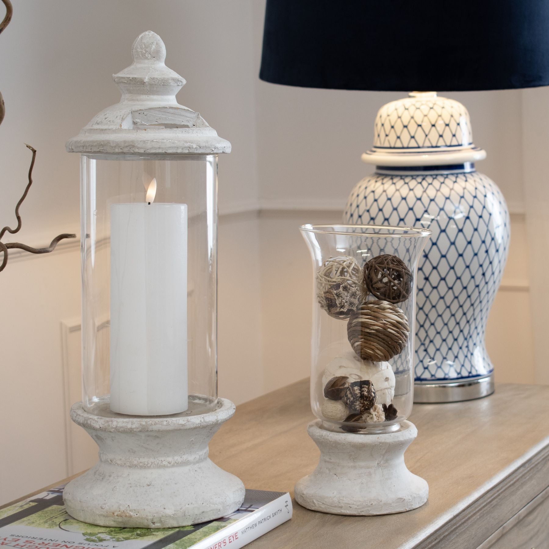 Stone Based Hurricane Lantern - The Gift Shop